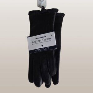 Charter Club Women's Super-Soft Lined Black Leather Gloves Size Small